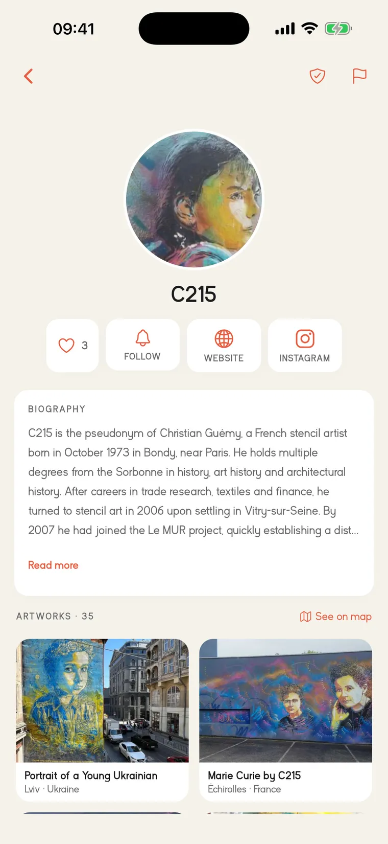 An artist page and every one of their walls