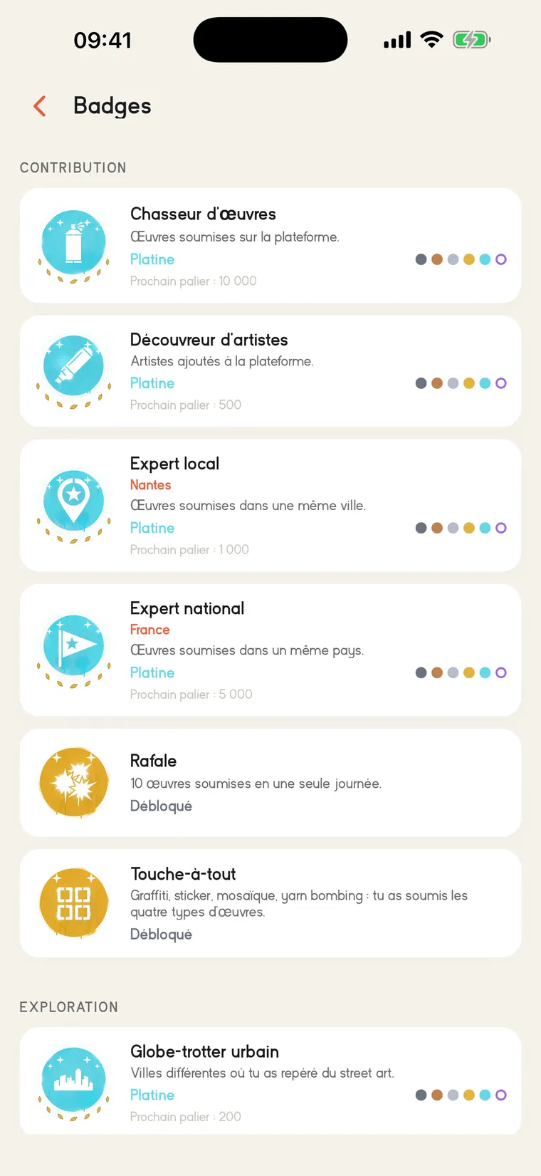 Les badges, décrochés au fil des découvertes
